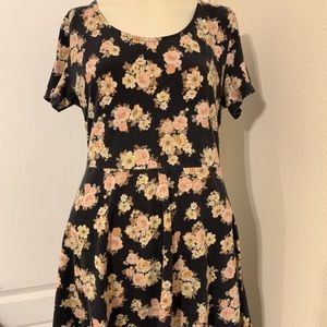 Black and Pink Floral Mini Dress